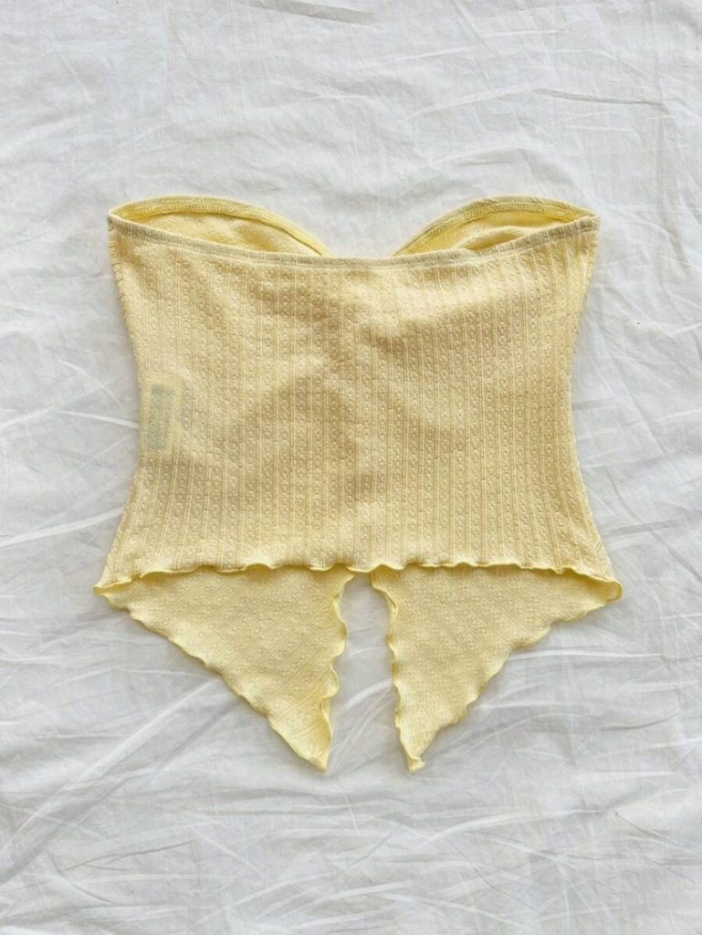 Yellow Strapless Corset Pointed-Hem Top