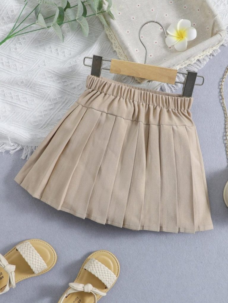Beige Pleated Mini Skirt