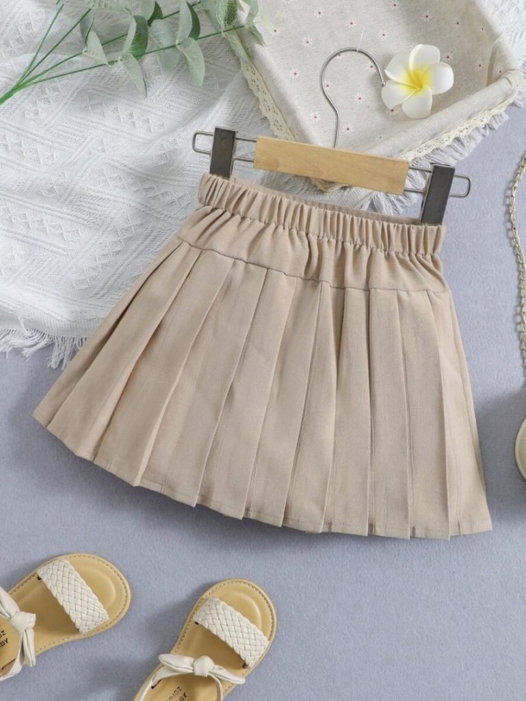 Beige Pleated Mini Skirt