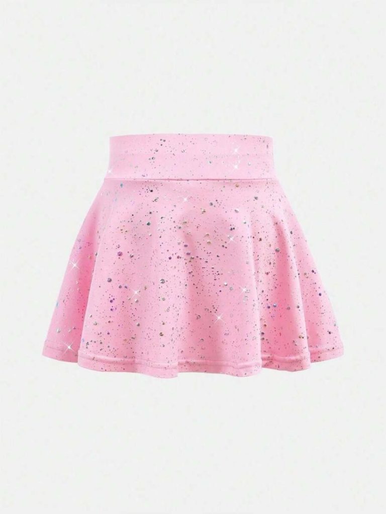 Pink Sequin Skater Mini Skirt