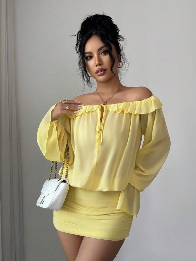 Yellow Off-Shoulder Mini Dress