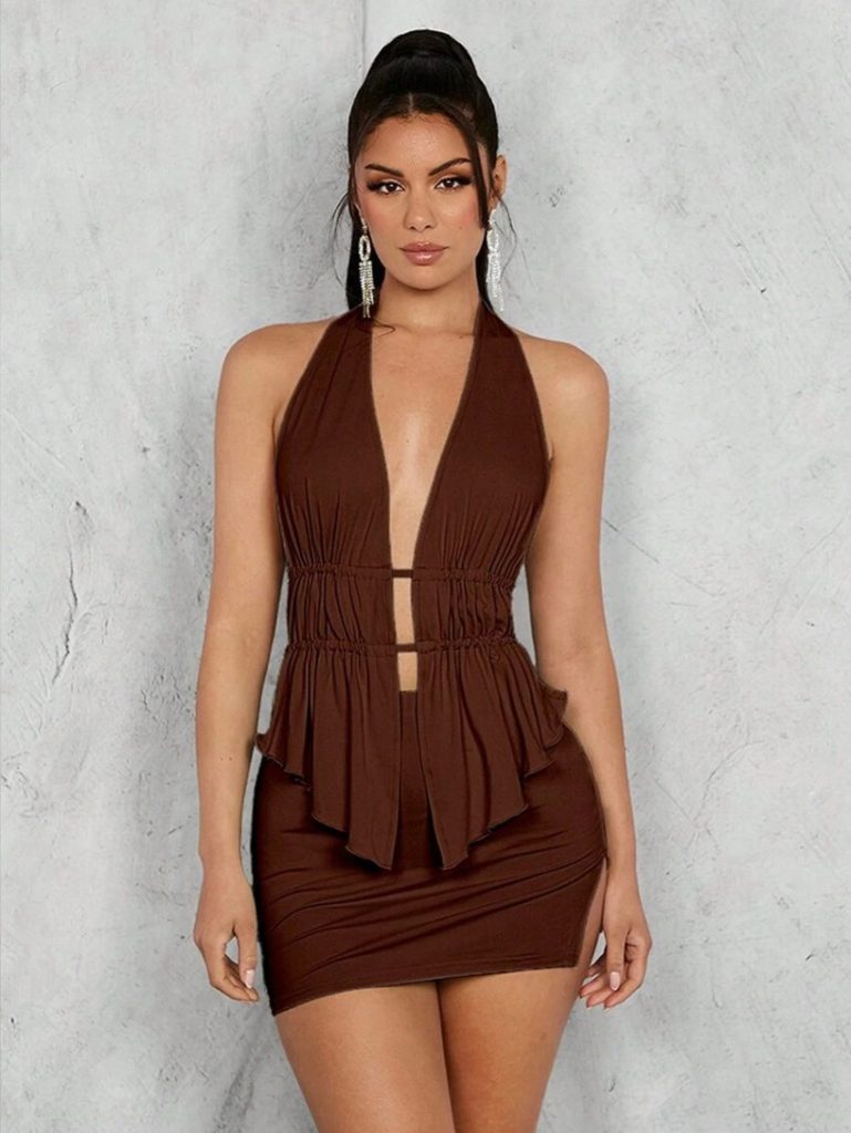 Brown Polka Dot Bikini Set