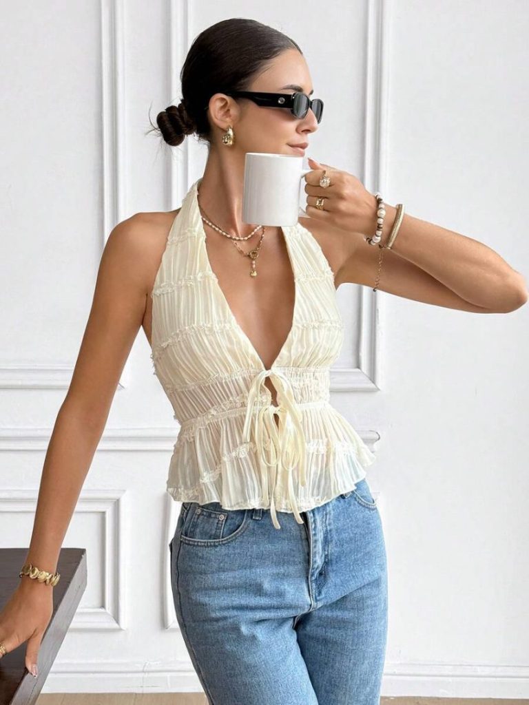 Halter Backless Frill Camisole