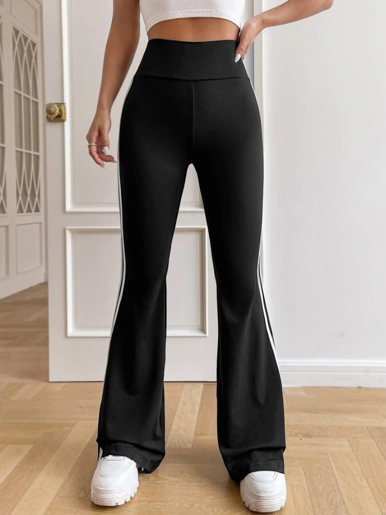 Casual High-Waist Stripe Flare Pants
