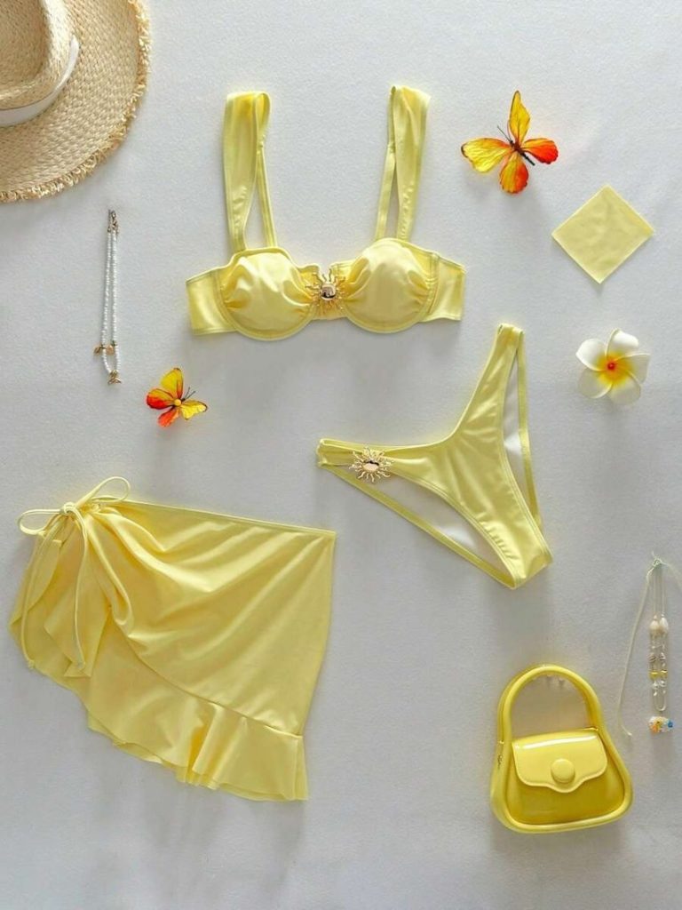 Yellow Bikini Sarong Set