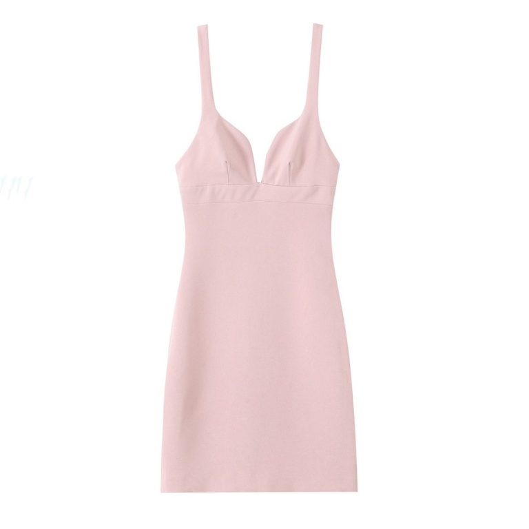 Pink Spaghetti-Strap Mini Dress