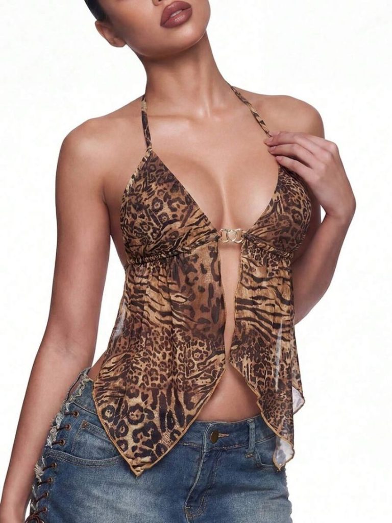 Leopard Print Ring Crop Top