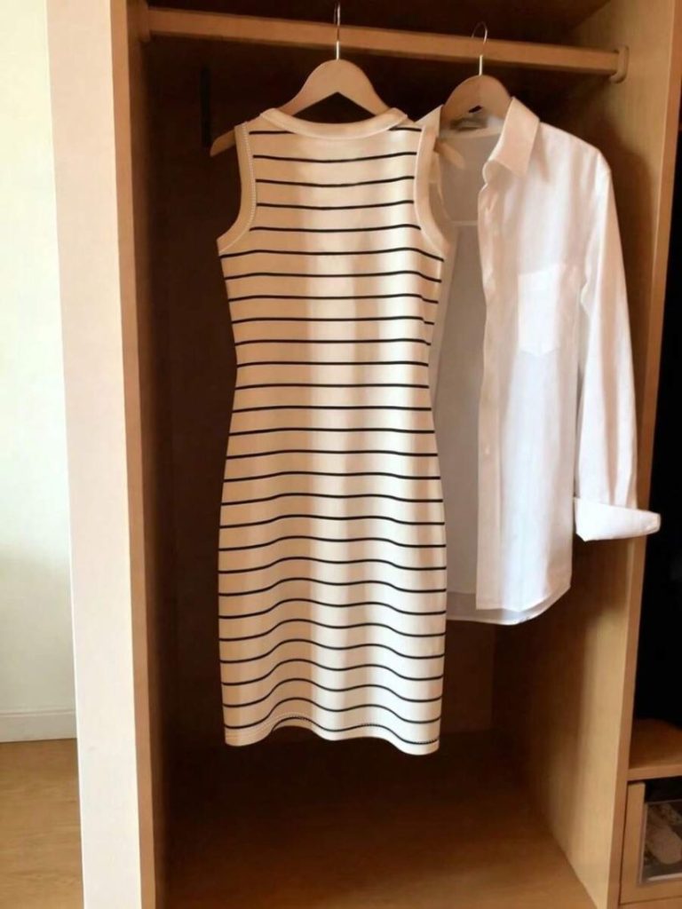 Black-Striped Sleeveless Maxi Dress