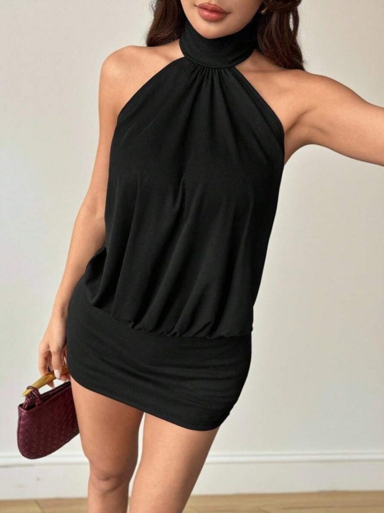 Black Tie-Back Mini Dress