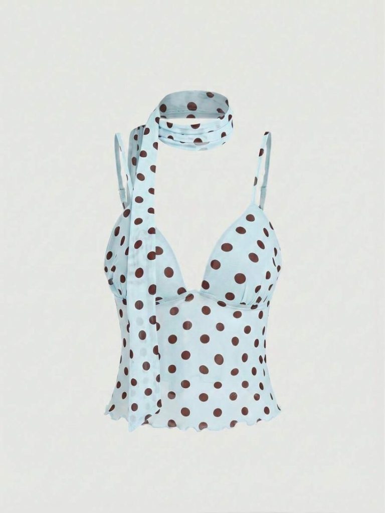 Blue Polka Dot Skirt Set