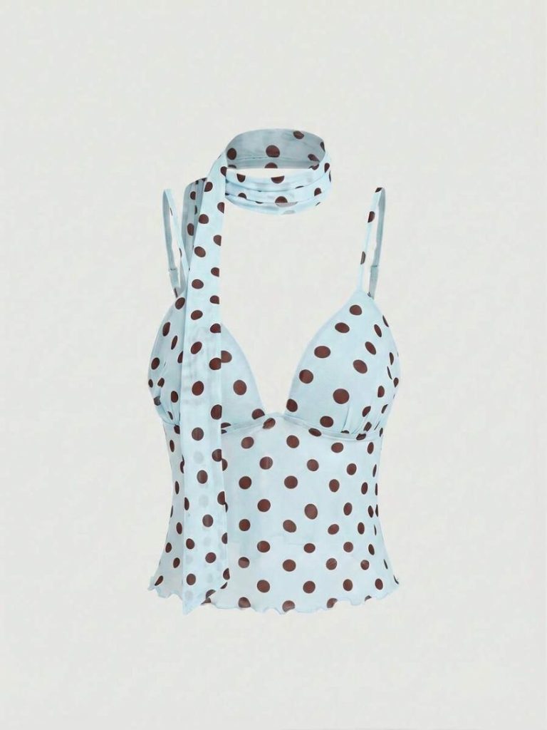 Blue Polka Dot Skirt Set