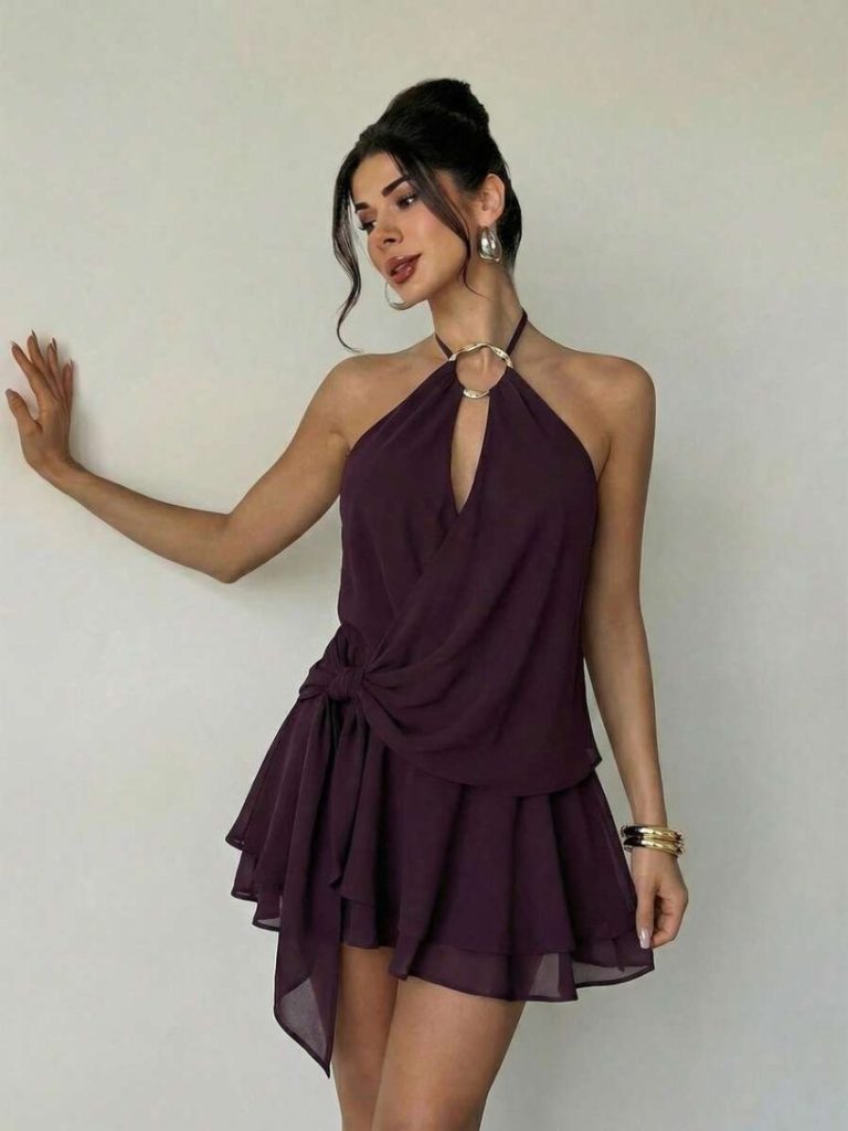 Purple Tiered Ruffle Mini Dress