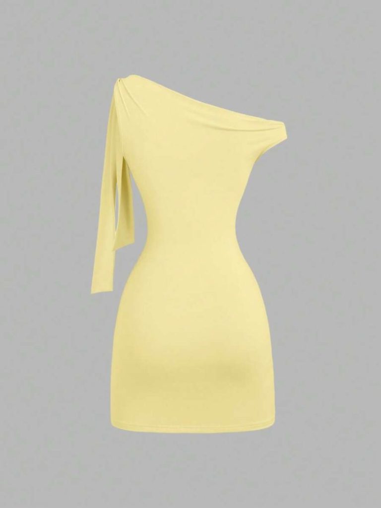 Sweet One-Shoulder Tie Mini Dress