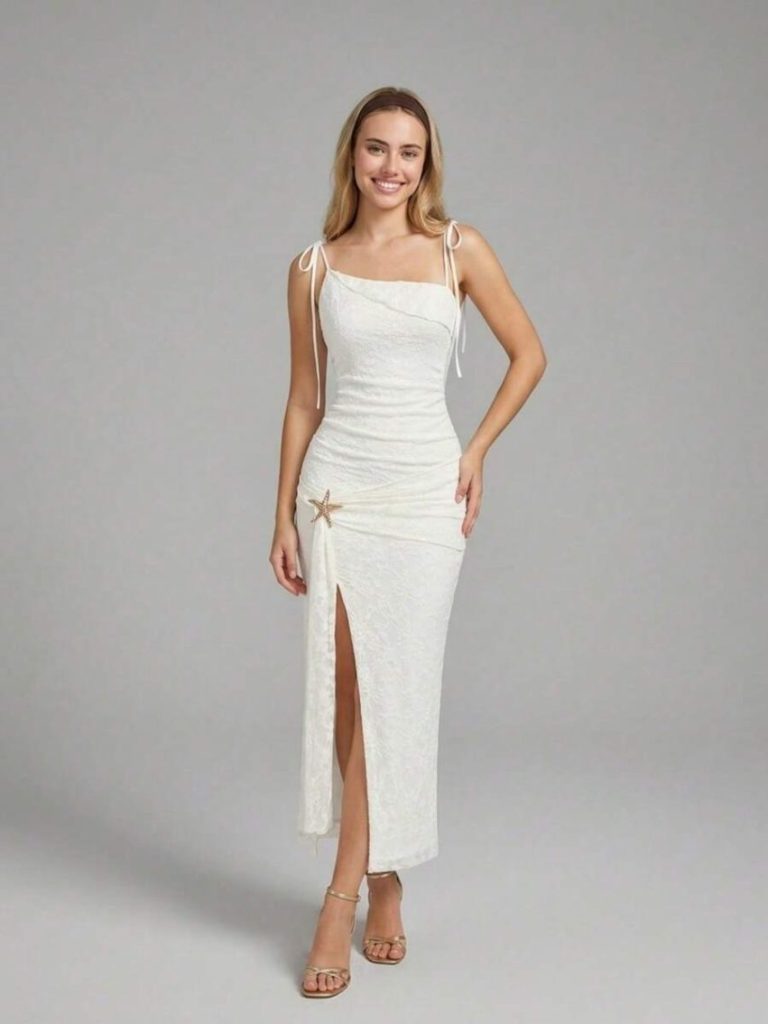 Starfish Ruched High-Slit Dress