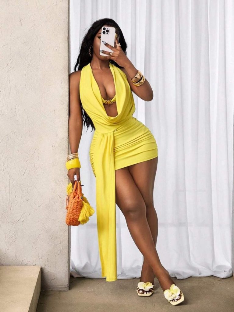 Yellow Knit Mini Dress