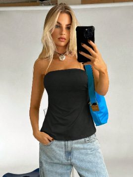 Black Strapless Bustier Top