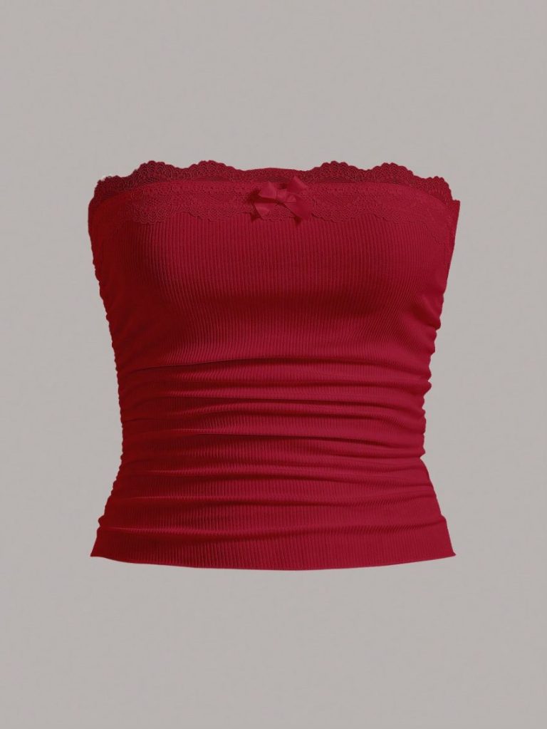 Sweet Lace-Trim Strapless Corset Top