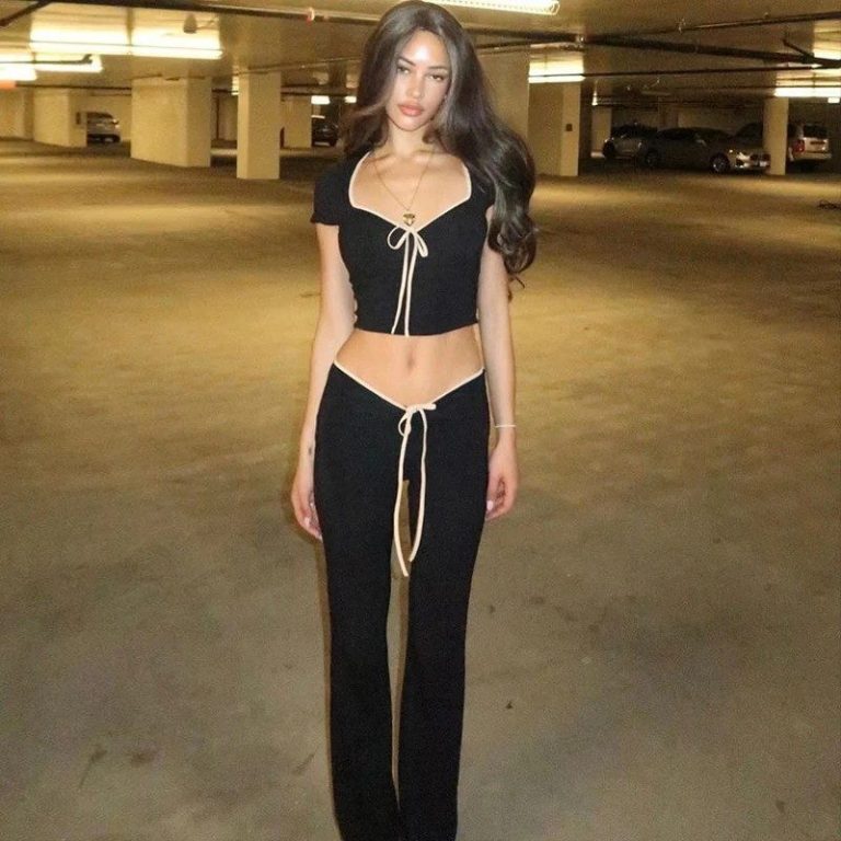 Bow-Trim Crop Pants Set