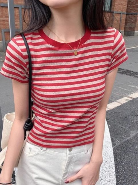 Casual Striped Fitted Tee