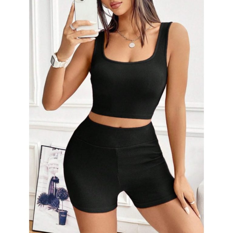 Ribbed Tank Bike Shorts Set