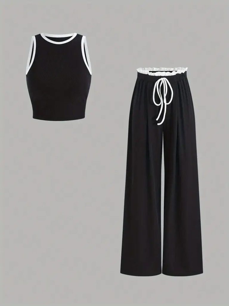 Colorblock Tank Wide-Leg Set