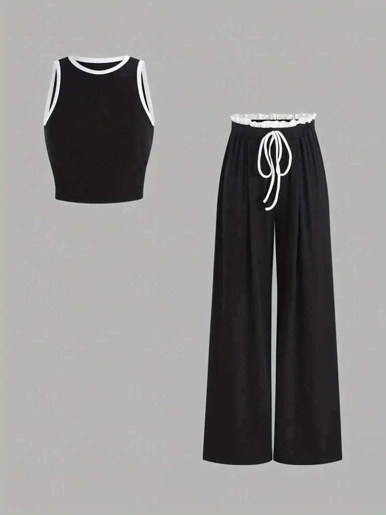 Colorblock Tank Wide-Leg Set