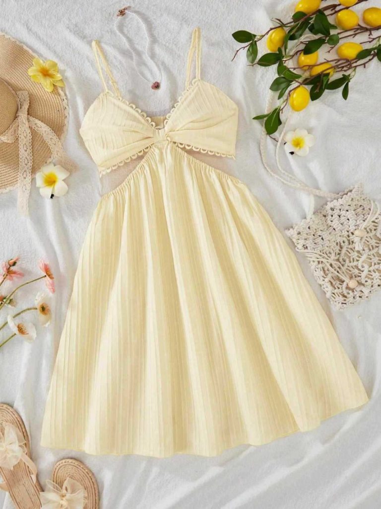 Bow-Front Spaghetti Strap Dress