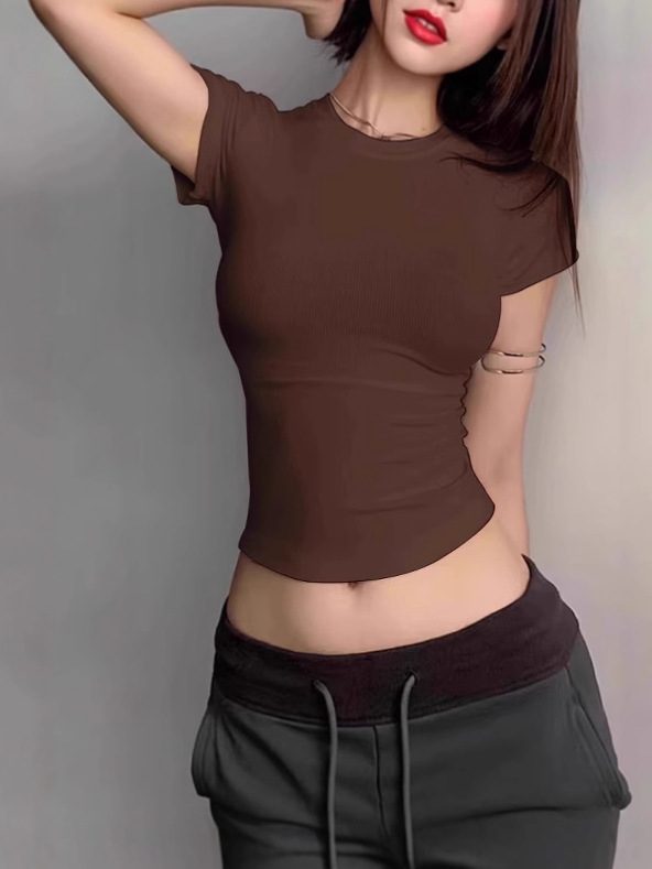 Ribbed Fitted Short-Sleeve Tee