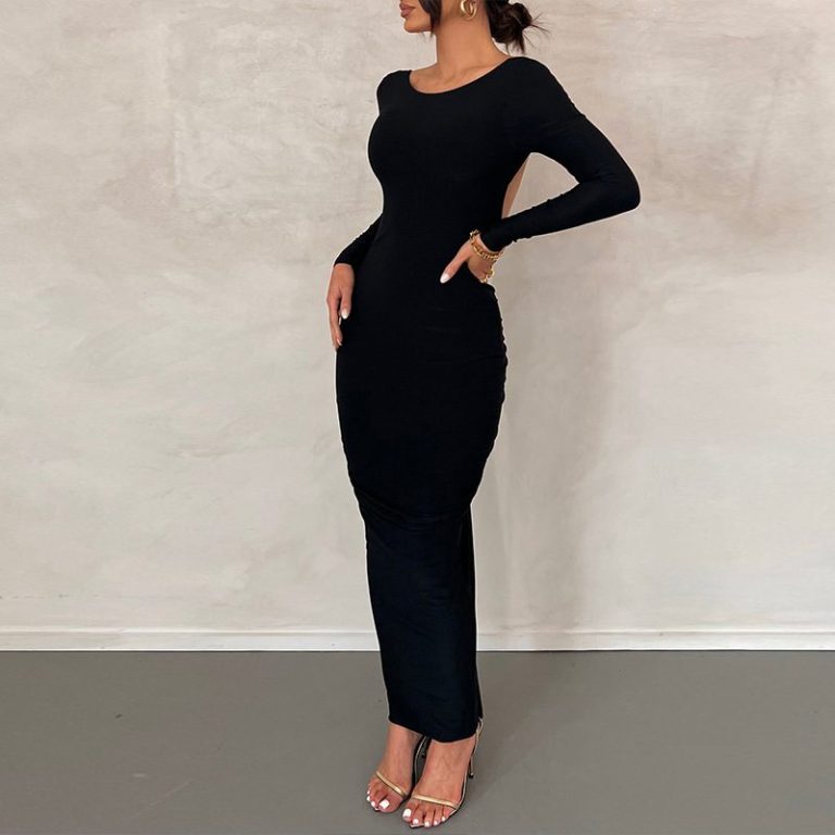 Black Open Back Maxi Dress