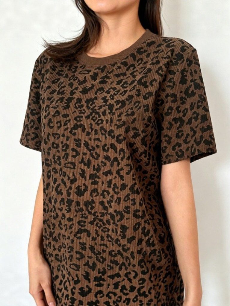 Brown Leopard Print Tee