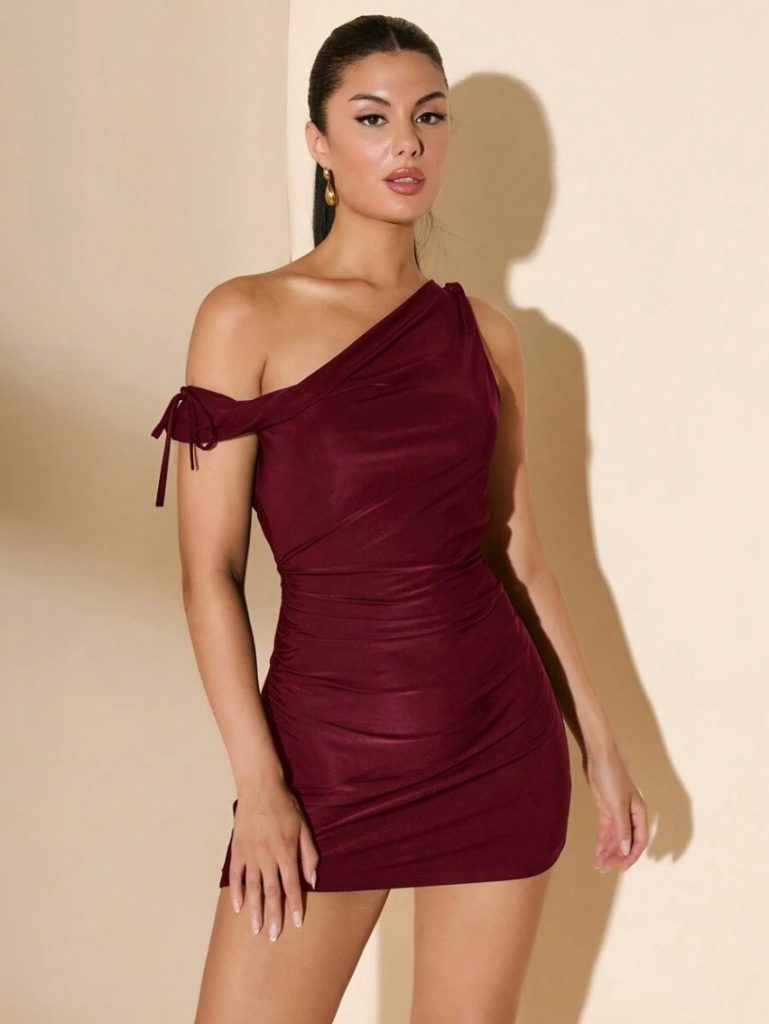 Burgundy Velvet Mini Dress