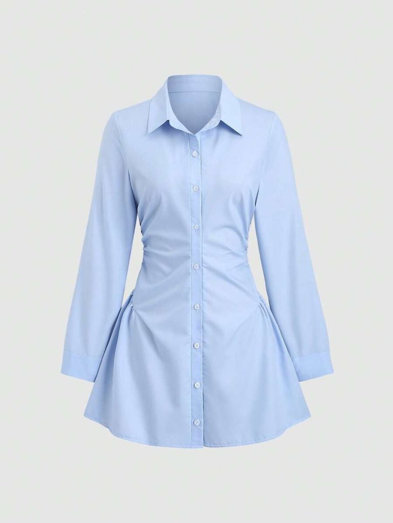 Blue Tie-Waist Mini Dress