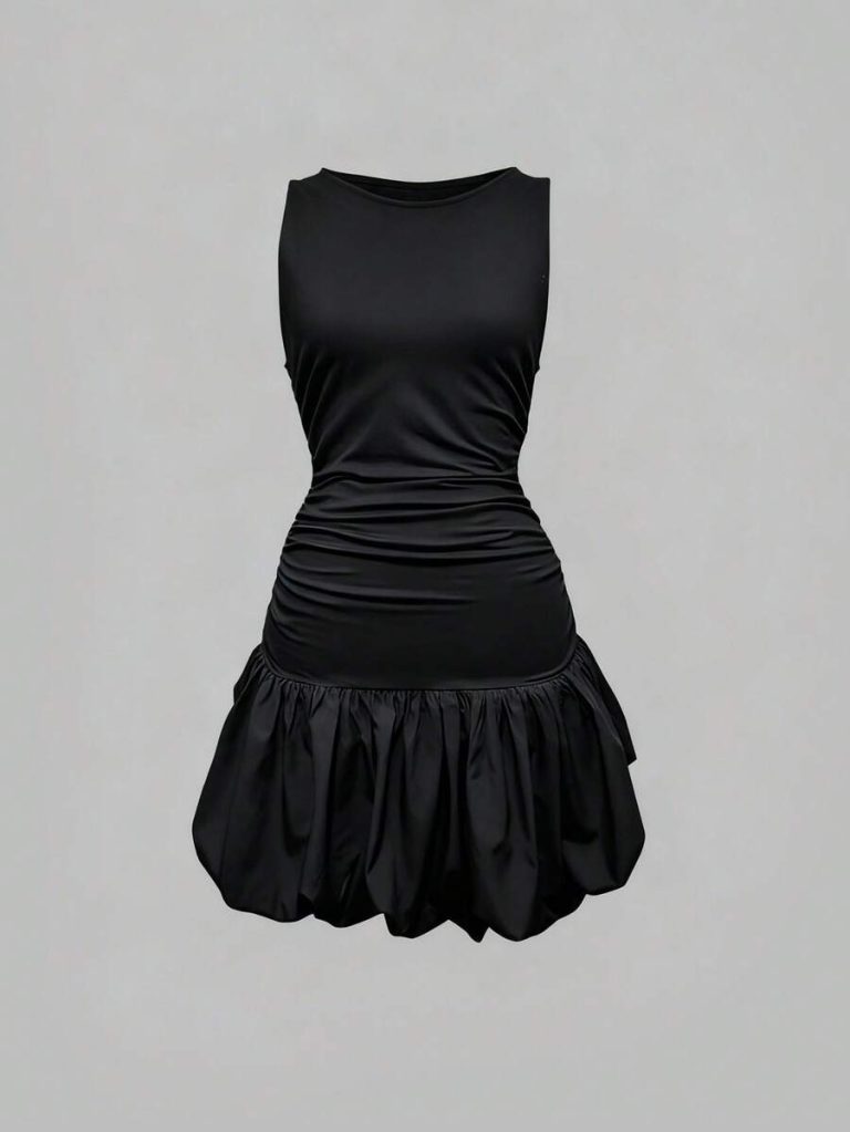 Black Strapless Ruffle Mini Dress
