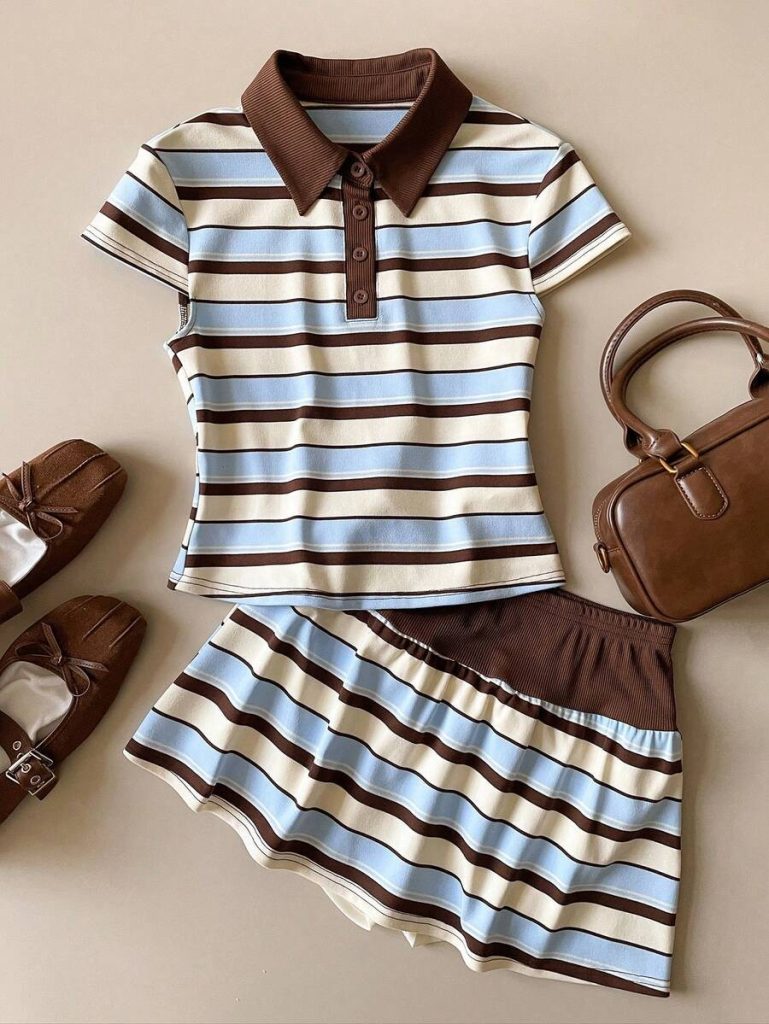 Blue Striped Polo Mini Set