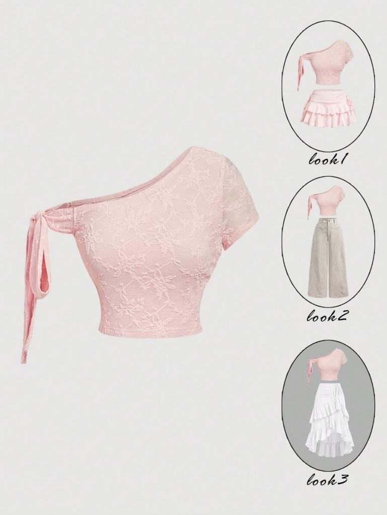 Pink One-Shoulder Mini Set