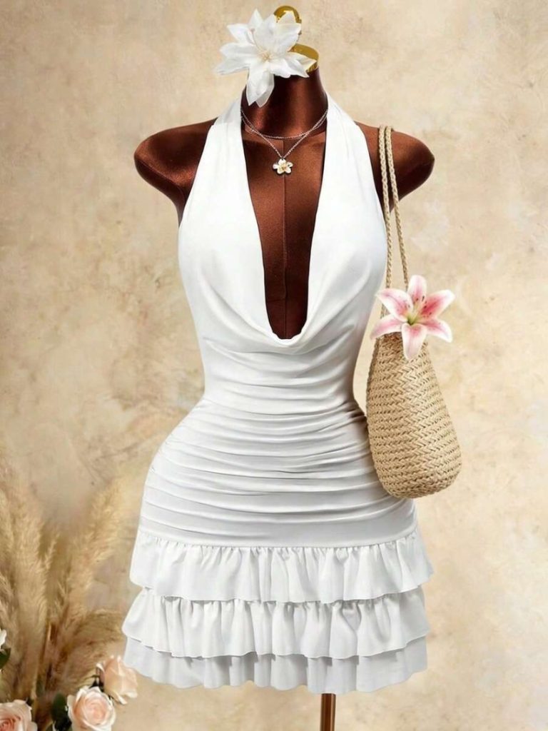 White Bow-Back Mini Dress