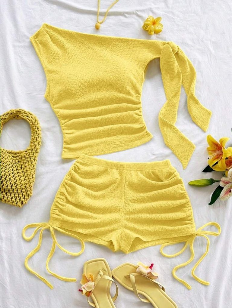 Yellow Knit Halter Mini Set