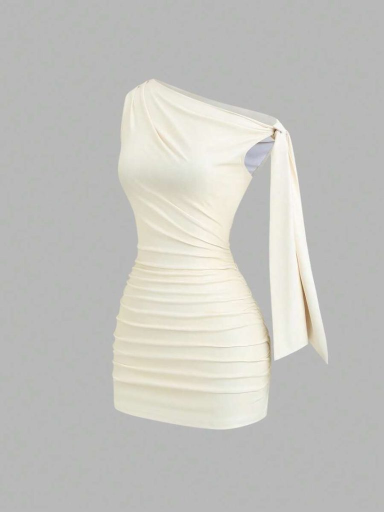 One Shoulder Ruched Mini Dress