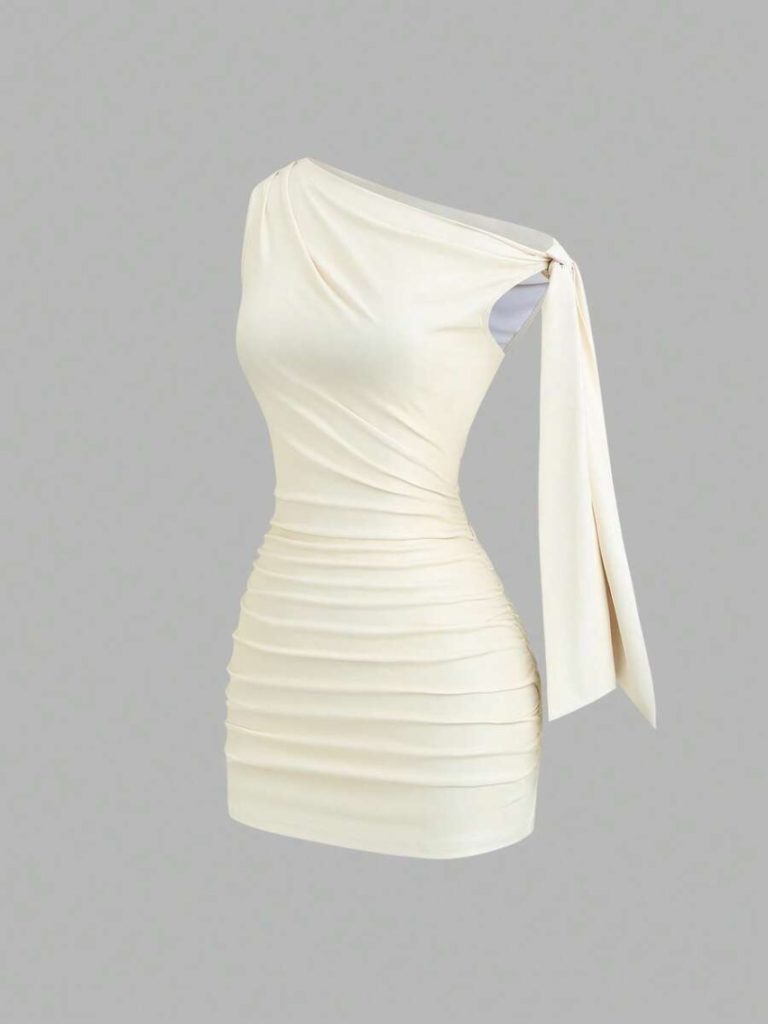 One Shoulder Ruched Mini Dress