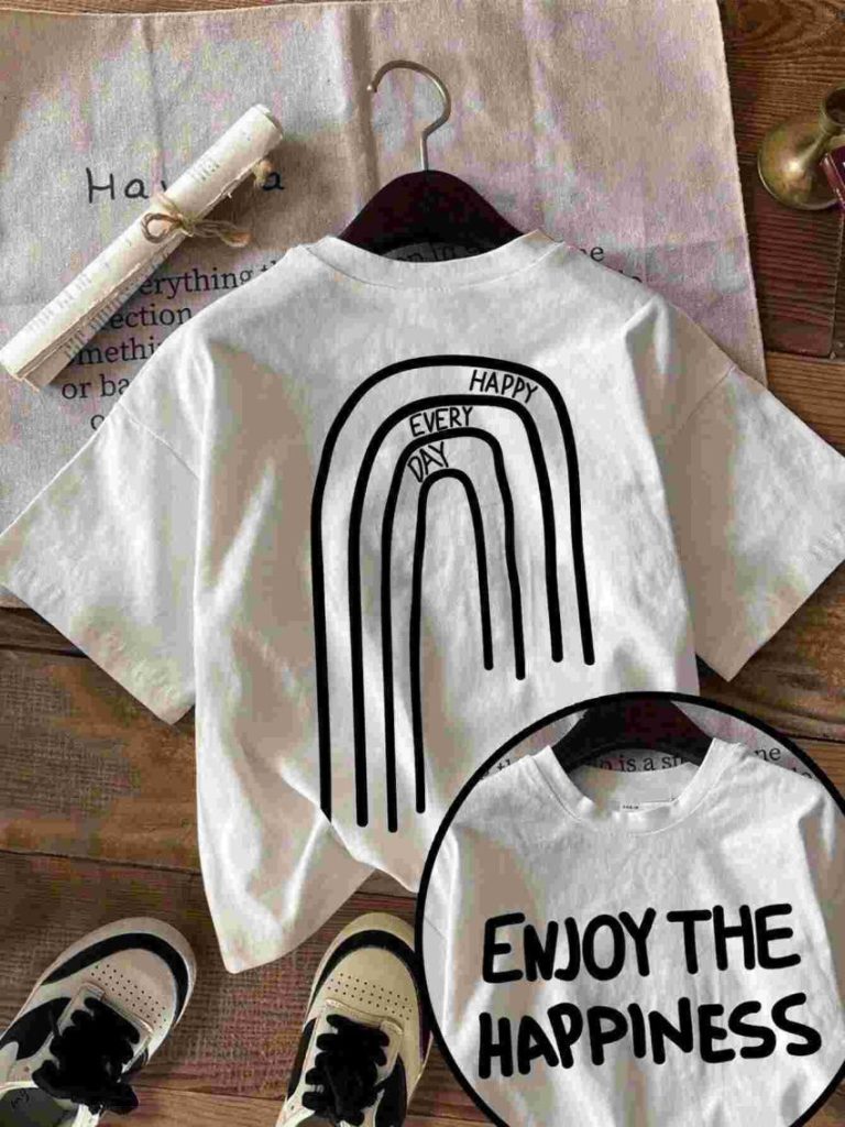 Slogan Rainbow Cotton Graphic Tee