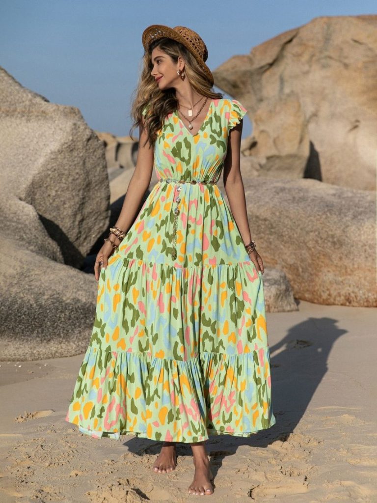 Floral Ruffle Hem Maxi Dress