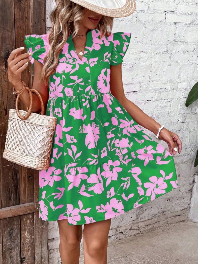 Floral Ruffle Tiered Mini Dress