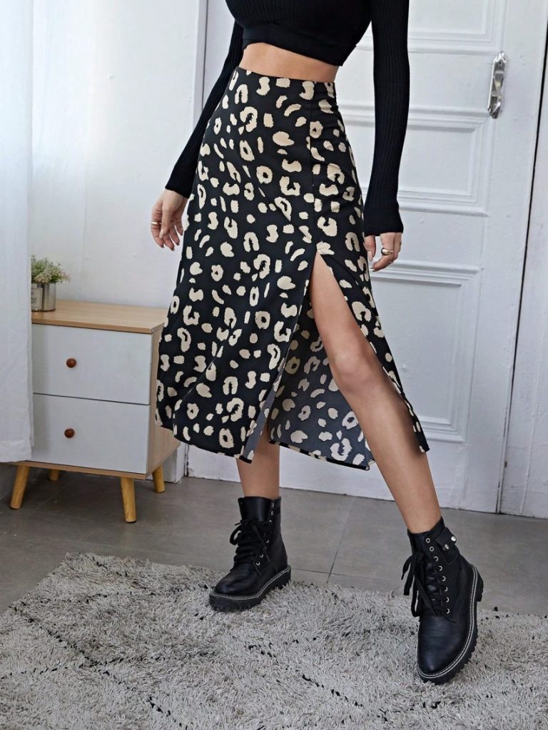 Leopard Print Midi Skirt