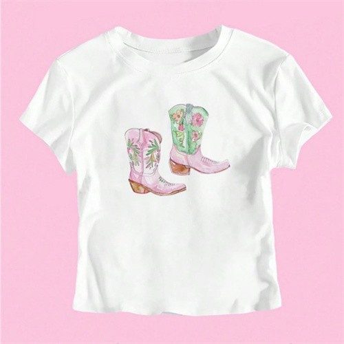 White Cowboy Boots Graphic Tee