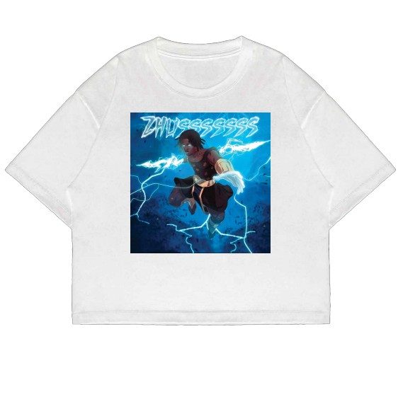 White Anime Graphic Crop Tee