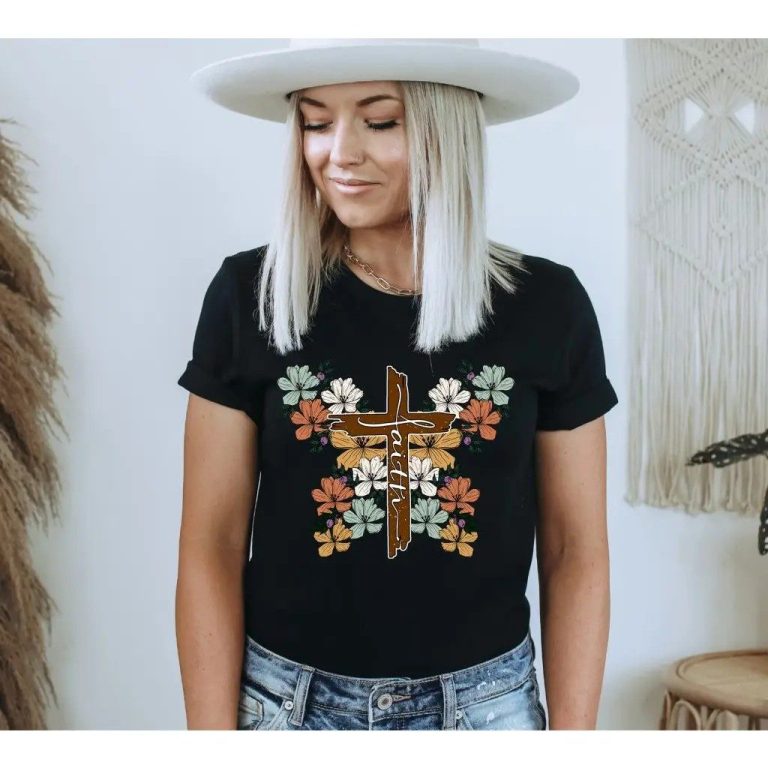 Black Cross Floral Graphic Tee