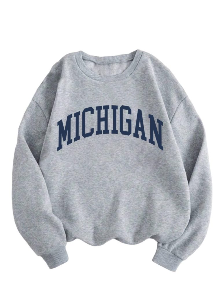 Grey Michigan Letter Graphic Sweatshirt