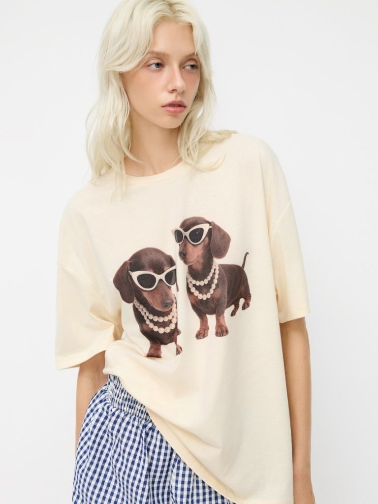 Oversized Dachshund Graphic Cotton Tee
