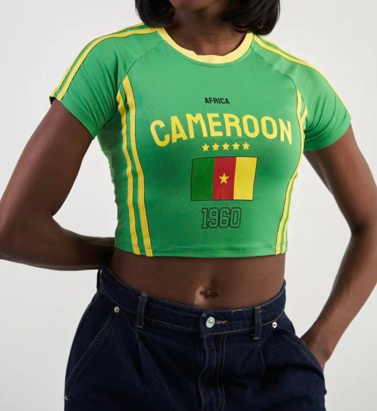 Cameroon Flag Graphic Crop Tee