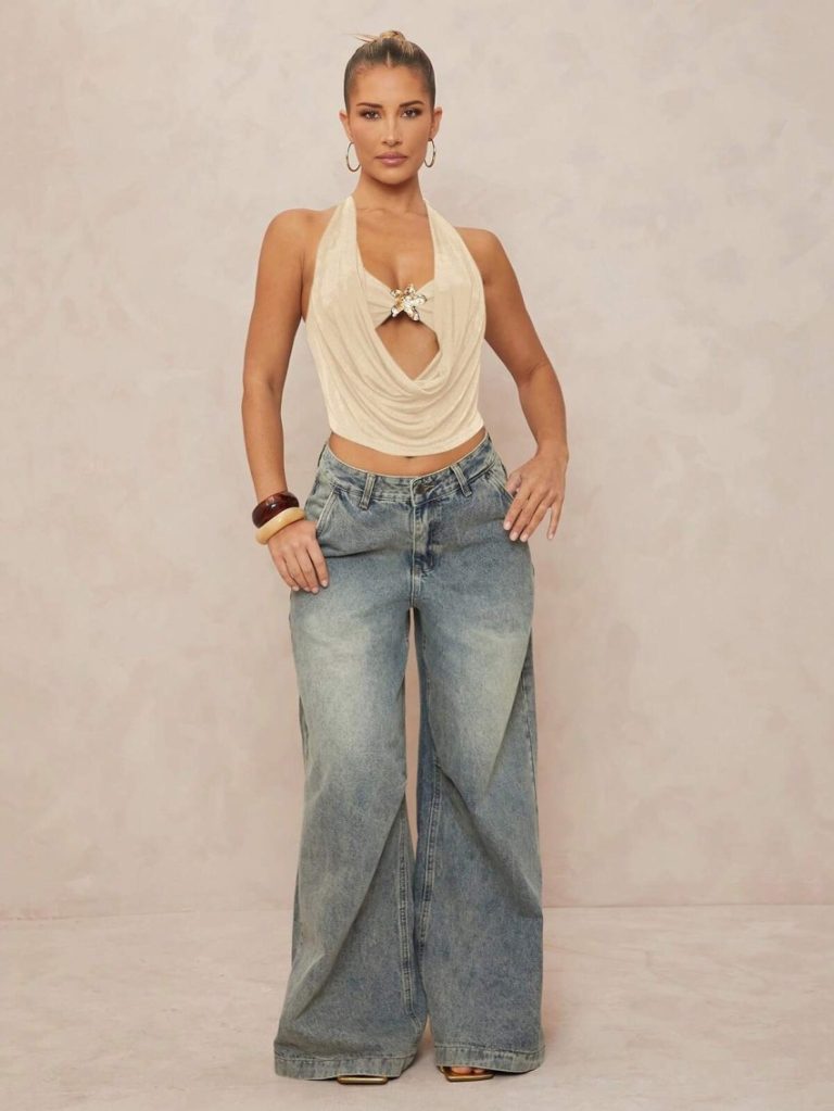 Ivory Halter Draped Crop Top